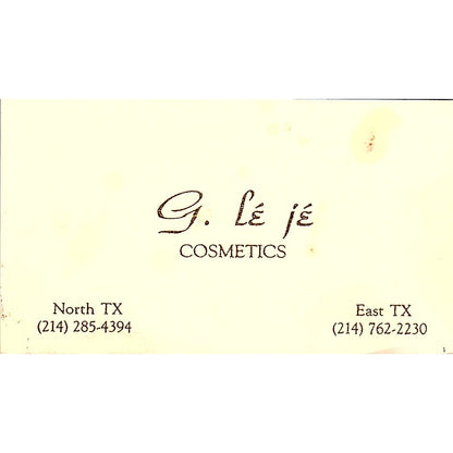 G. Lé jé North & East Texas Vintage Business Card SE3-B14