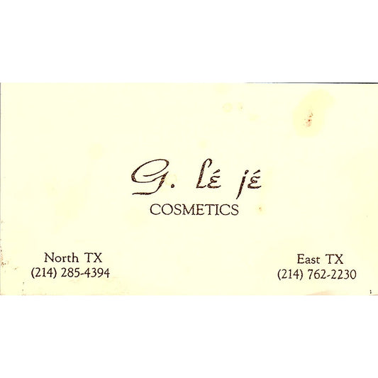 G. Lé jé North & East Texas Vintage Business Card SE3-B14