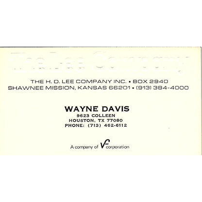 Wayne Davis The H.D. Lee Company Houston Vintage Business Card SD9-B7