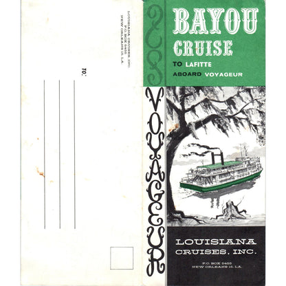 c1930 Voyageur Bayou Cruise to Lafitte Louisiana Fold Out Travel Brochure AE2