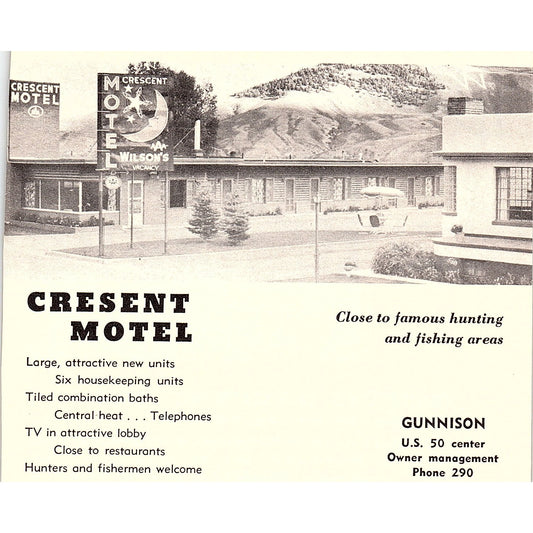 Crescent Motel Gunnison CO 1958 Ad AG1-H5