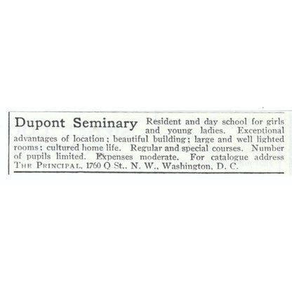 Dupont Seminary for Girls Washington DC 1903 Magazine Ad AF7-SS1
