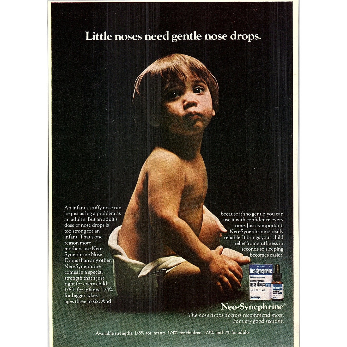 Little Noses Need Gentle Nose Drops Neosynephrine 1972 Ad AF3-16