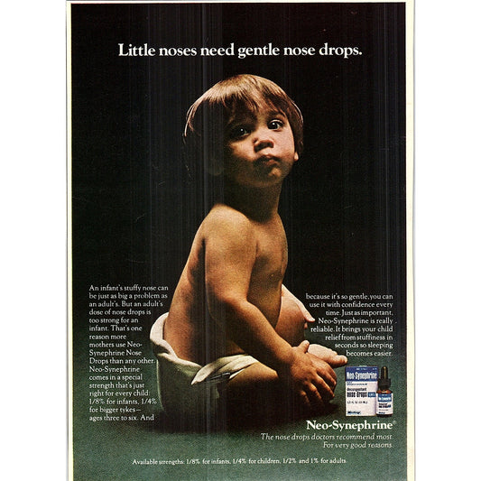Little Noses Need Gentle Nose Drops Neosynephrine 1972 Ad AF3-16