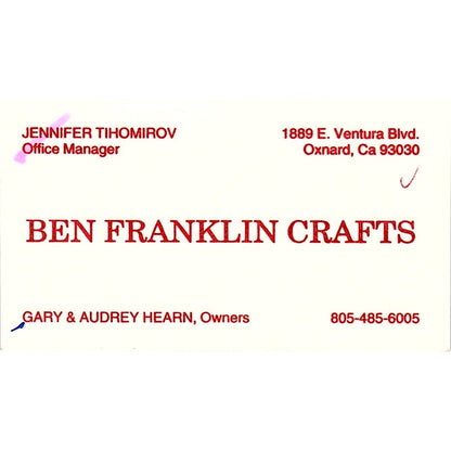 Jennifer Tihomirov Ben Franklin Crafts Gary & Audrey Hearn Oxnard Card SC9-B11