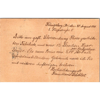 Königsberg Gebr Waaning Tilly Haarlem-Holland 1911 German Reich Postcard P5-11