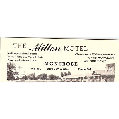 The Milton Motel Montrose CO 1958 Ad AG1-M1