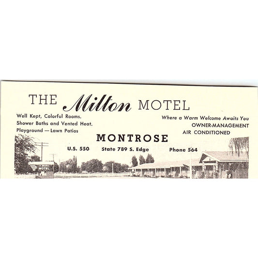 The Milton Motel Montrose CO 1958 Ad AG1-M1