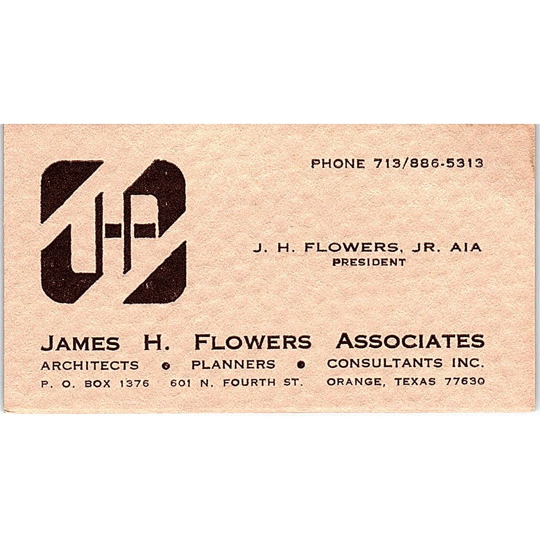James H. Flowers Associates J.H. Flowers Jr Orange Texas Business Card SF3-B5