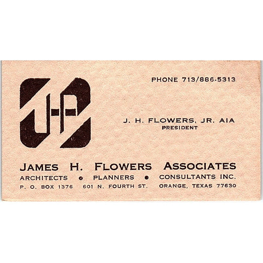 James H. Flowers Associates J.H. Flowers Jr Orange Texas Business Card SF3-B5