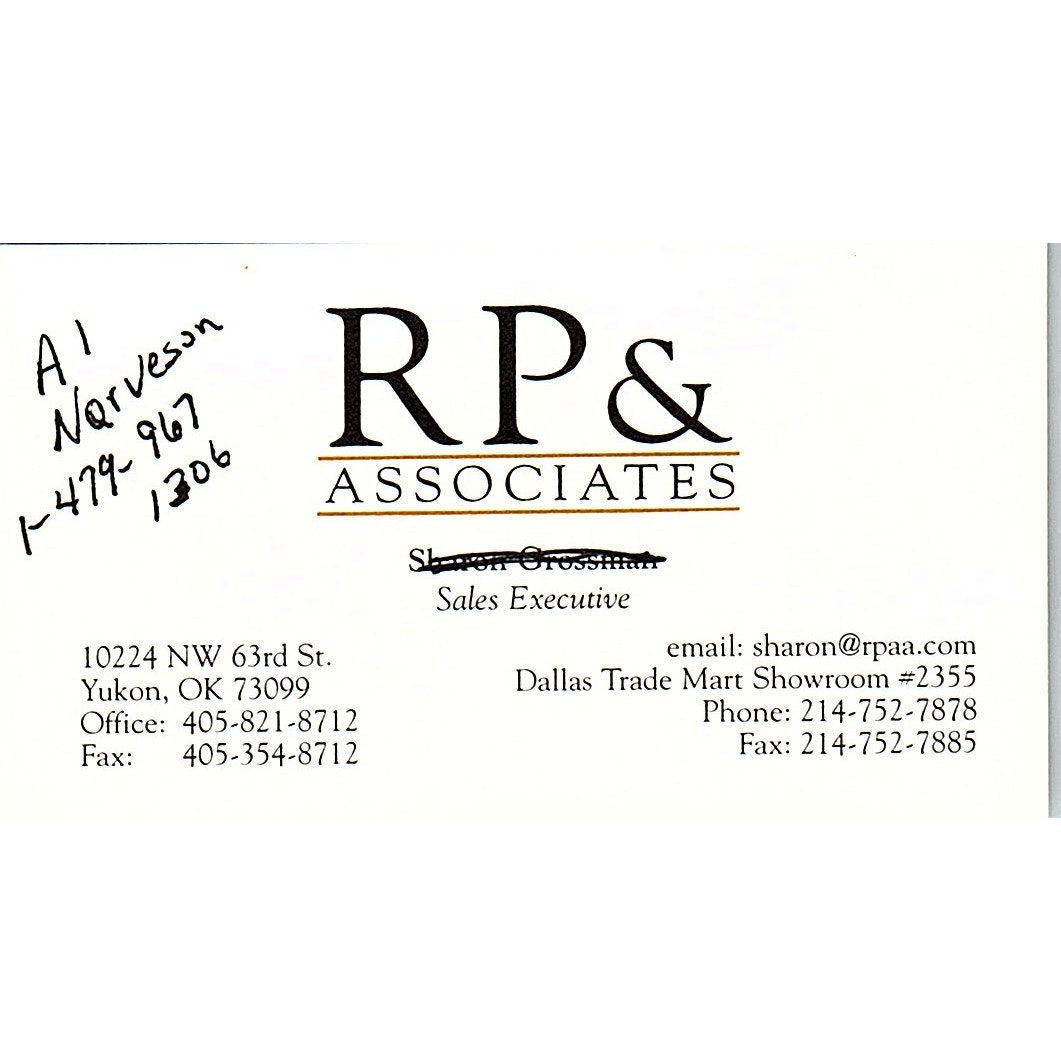 RP & Associates Al Norveson Yukon OK Vintage Business Card SC9-B8