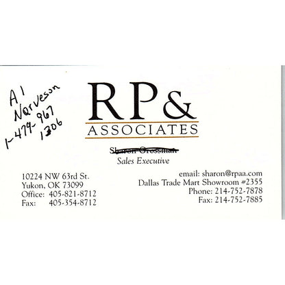 RP & Associates Al Norveson Yukon OK Vintage Business Card SC9-B8