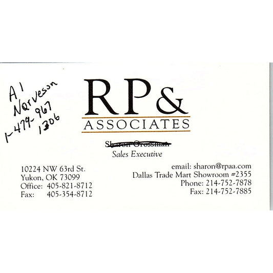 RP & Associates Al Norveson Yukon OK Vintage Business Card SC9-B8