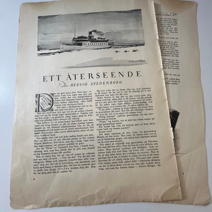 Ett Återseende by Hedvig Svedenborg 2 Pages 1924 Swedish Story V27-4