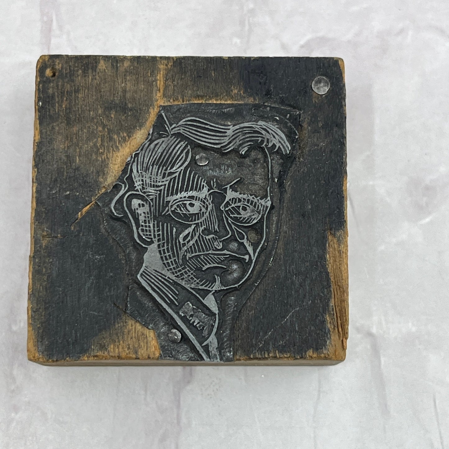 Teddy Roosevelt Caricature - Vintage Letterpress Printers Block Plate SB7
