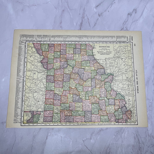 Map of Missouri, Iowa Double Sided 1910 Print V14-7