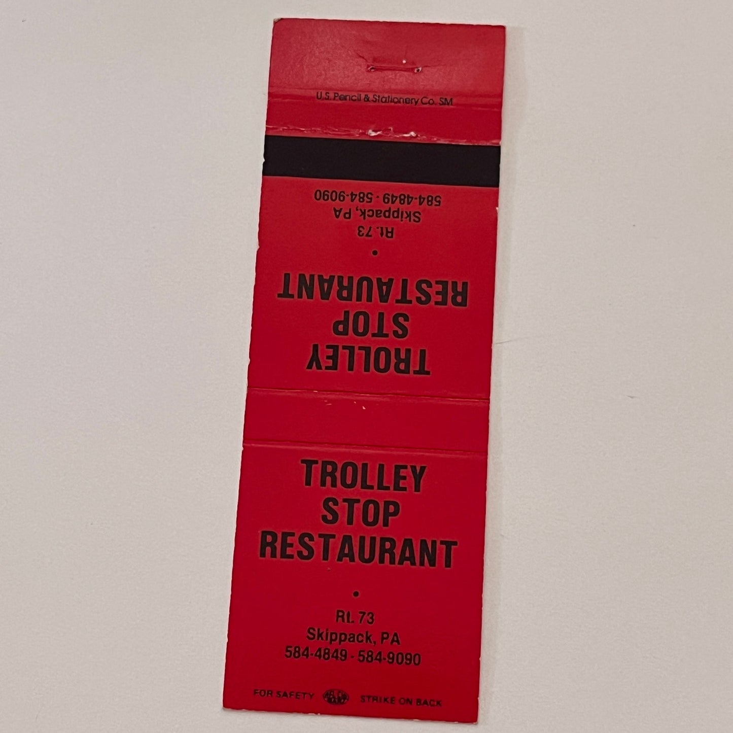 Trolley Stop Restaurant Skippack PA Vintage Matchbook Cover TB6-MB2-2