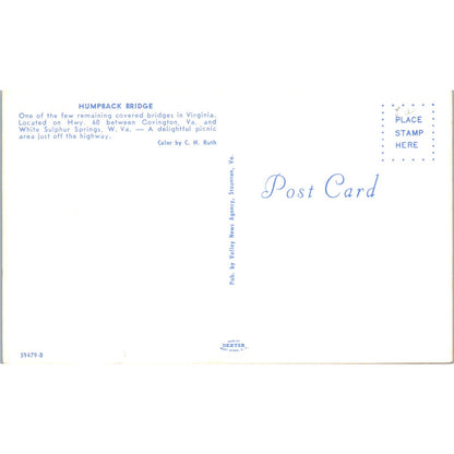 Humpback Bridge Covington VA White Sulfur Springs WV Covered Bridge Postcard PC3