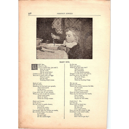 Baby Bye - Theodore Tilton 2 Pages 1884 Poem TA5-CJ-6
