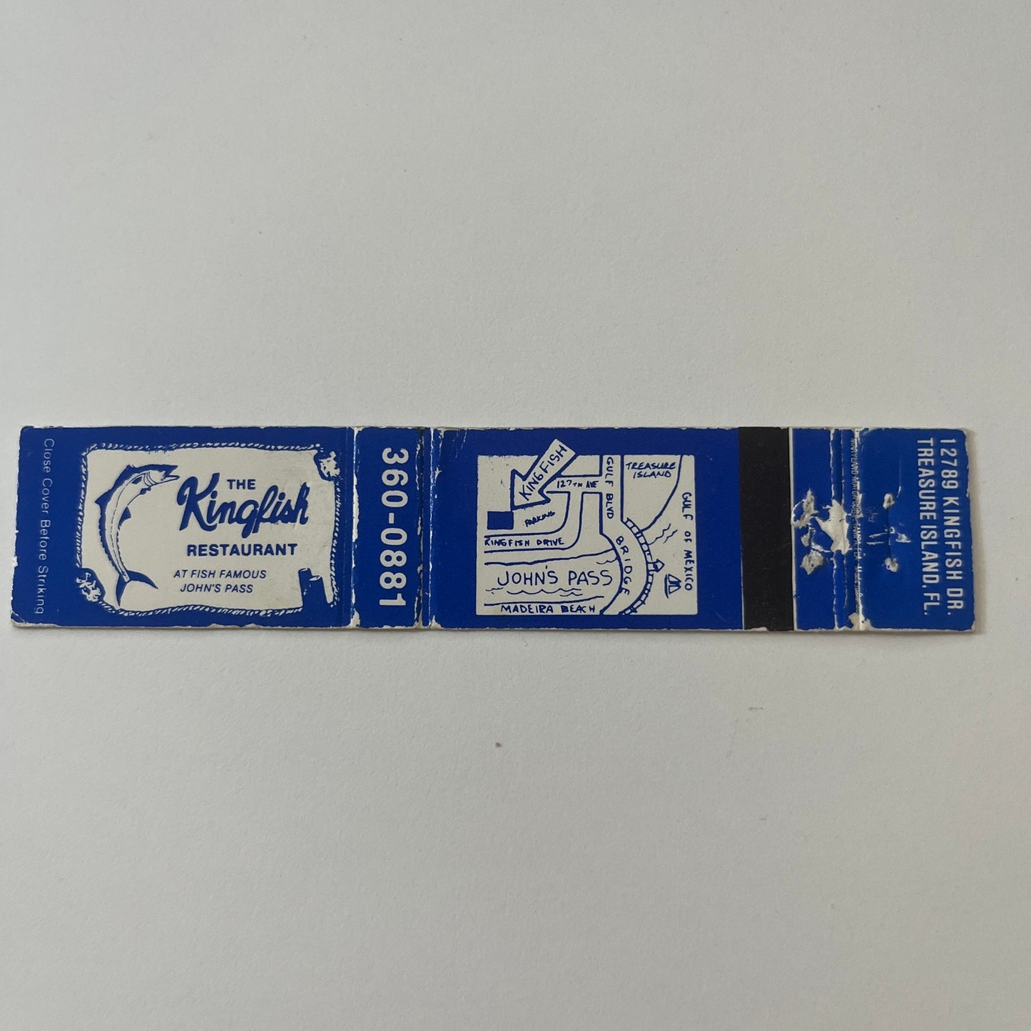 The Kingfish Restaurant at John's Pass Treasure Island FL Matchbook TB6-MB2-9