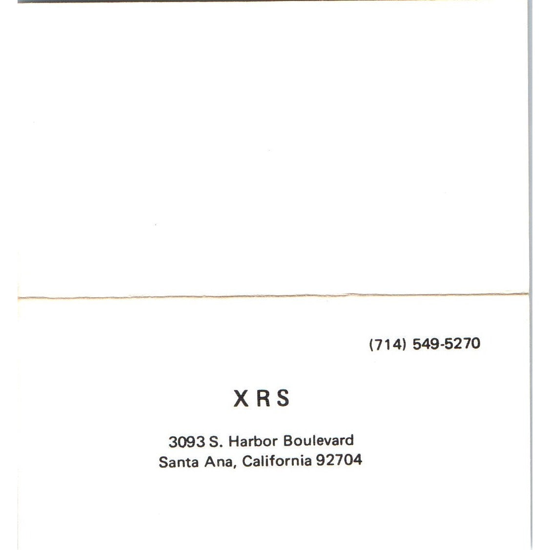 Susan Savage XRS Xerographic Reproduction Systems Santa Ana Business Card SE3-B3