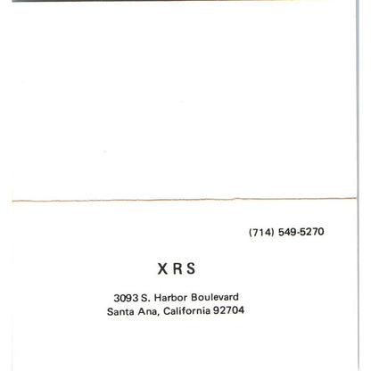 Susan Savage XRS Xerographic Reproduction Systems Santa Ana Business Card SE3-B3