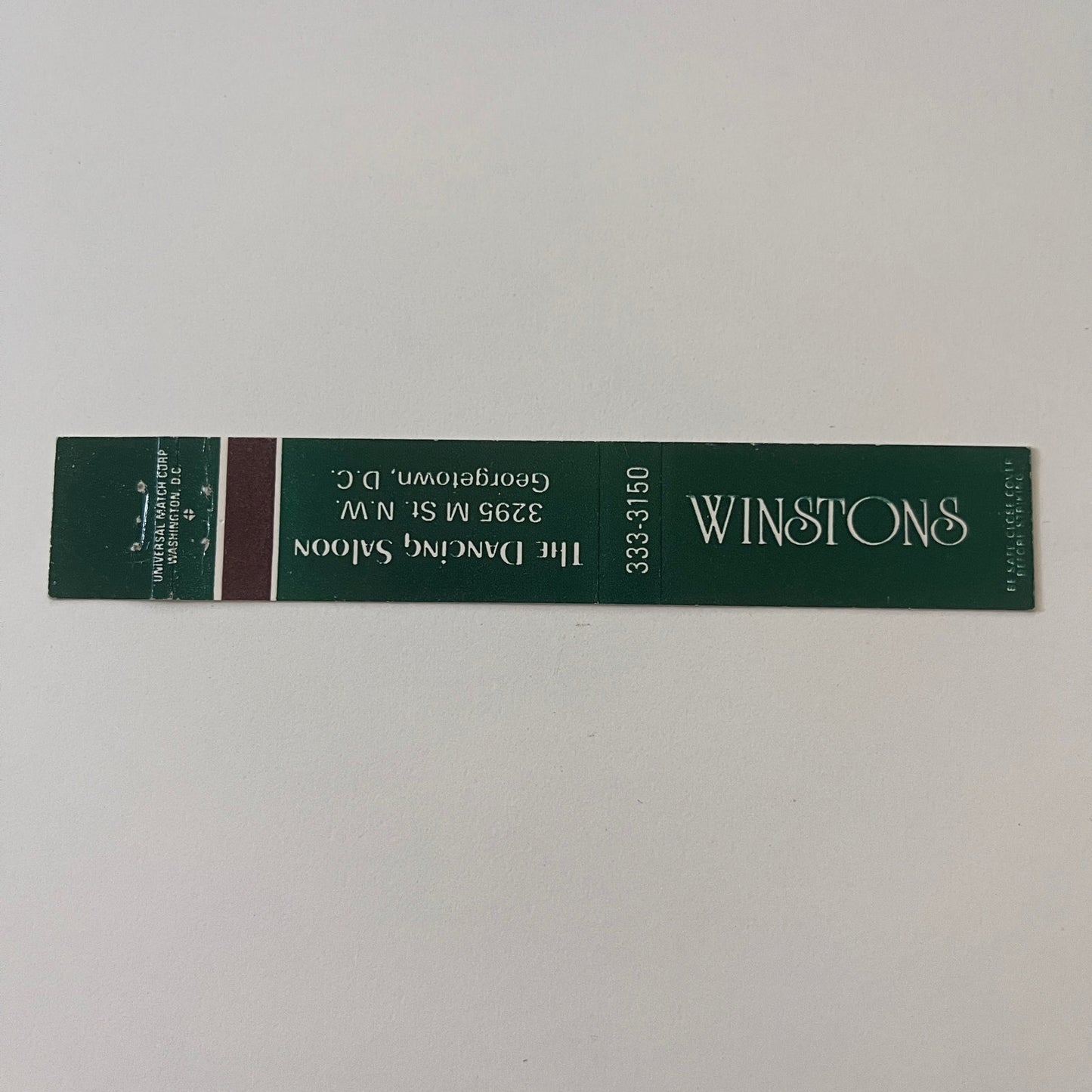 Winstons The Dancing Saloon Georgetown DC Vintage Matchbook TB6-MB2-9