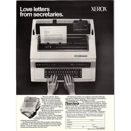 Xerox Memorywriter 1984 Ad AF8-5