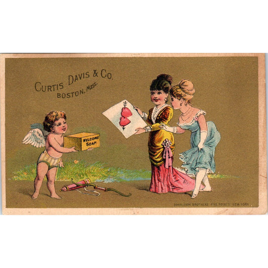 Curtis Davis & Co Boston Soap Cupid Valentine c1880 Victorian Trade Card AB6-1