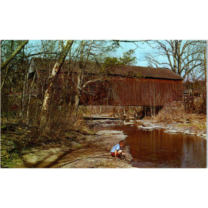 Loux Bridge Bucks County Cabin Run Pennsylvania Covered Bridge Postcard PC3