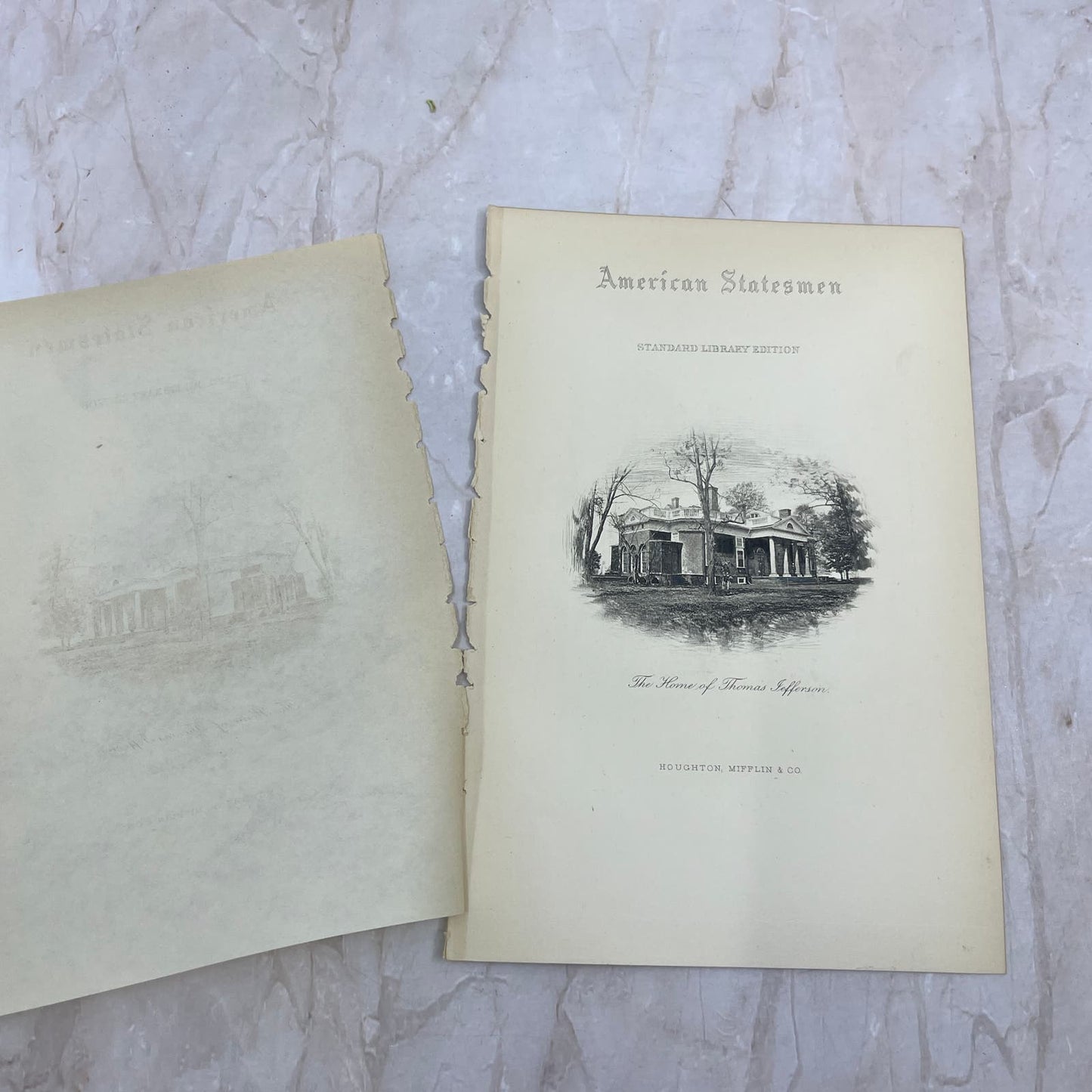 1898 Engraving Monticello Home of Thomas Jefferson American Statesmen 5x7" AE4