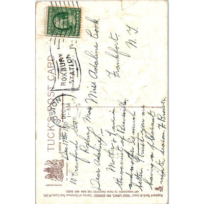 1910 Raphael Tuck Merry Christmas Holly Embossed Original Postcard PC10