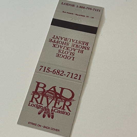 Bad River Lodge Casino Eau Claire WI Vintage Matchbook Cover TB6-MB2-6
