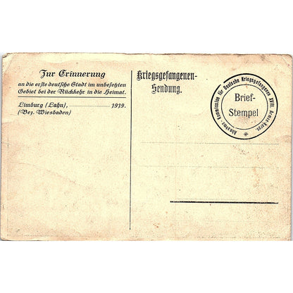 1919 WWI German POW Returning Home Limburg (Lahn) Antique Postcard PE10