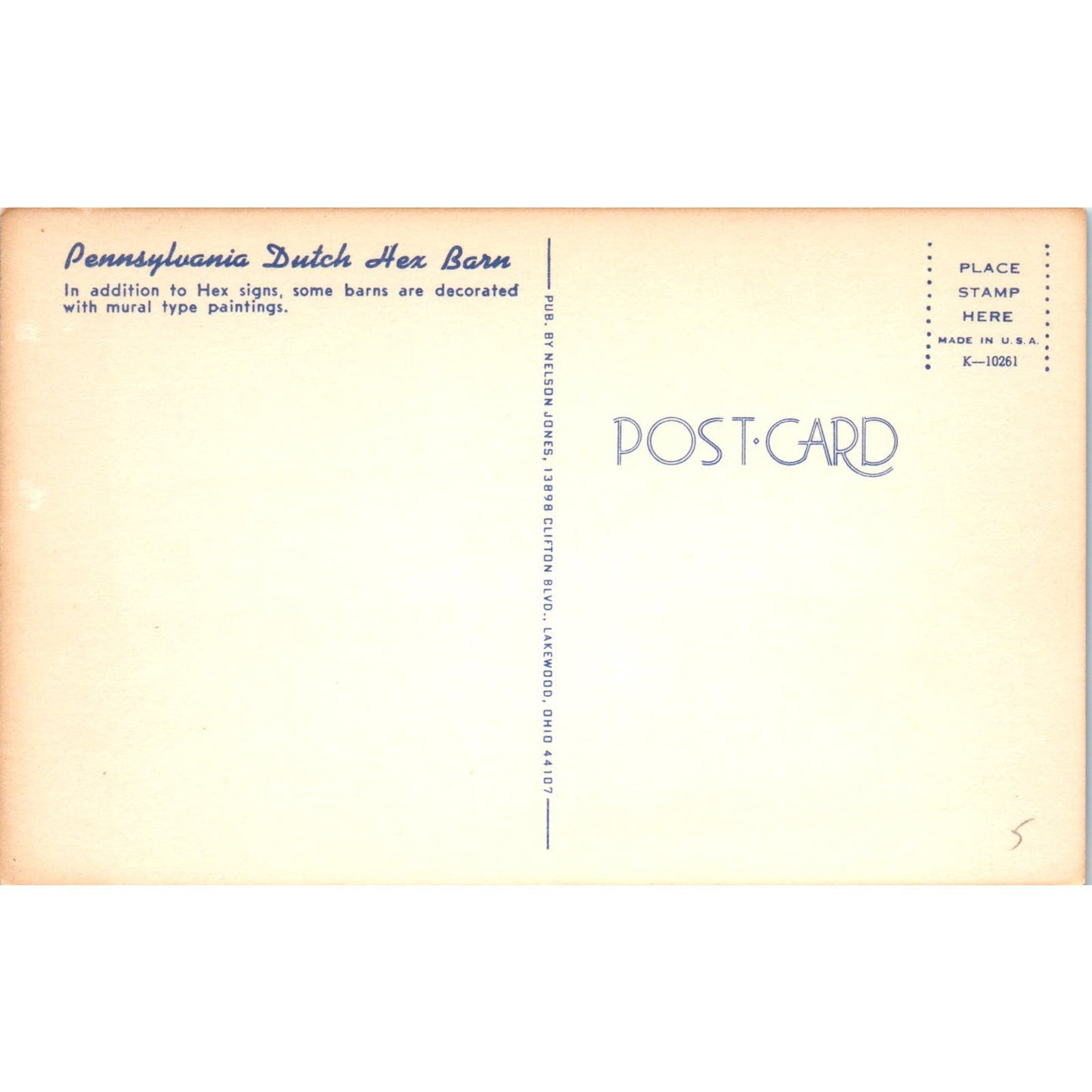 White Hex Sign Barn Pennsylvania Dutch Country Vintage Postcard PD4
