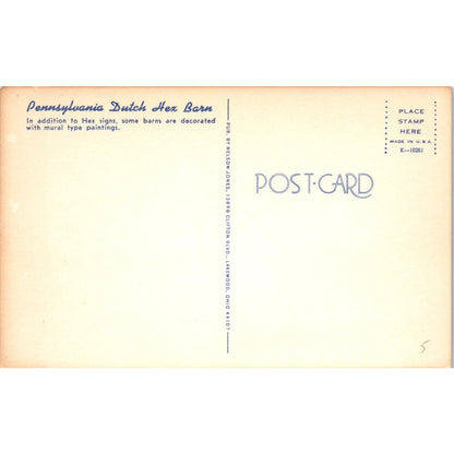 White Hex Sign Barn Pennsylvania Dutch Country Vintage Postcard PD4