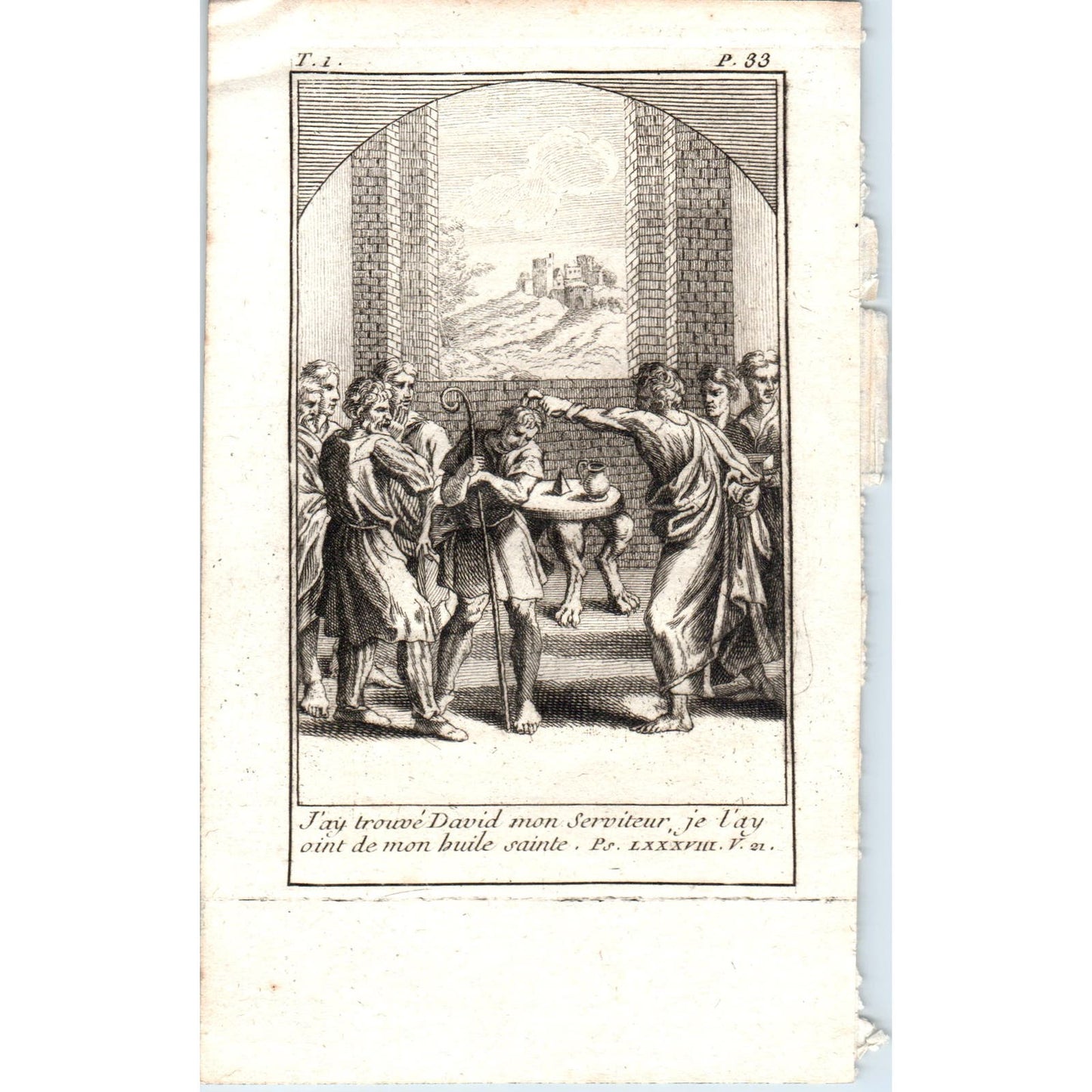 c1780 Original French Engraving Psalm 89:20 I have found My servant David AE5-FE