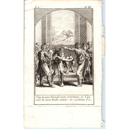 c1780 Original French Engraving Psalm 89:20 I have found My servant David AE5-FE
