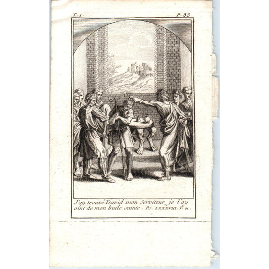 c1780 Original French Engraving Psalm 89:20 I have found My servant David AE5-FE