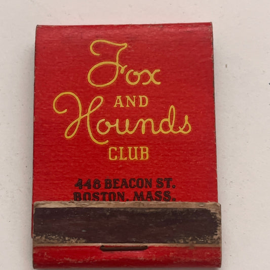 Fox and Hounds Club 446 Beacon St Boston MA Matchbook Cover TB8-MB2-6