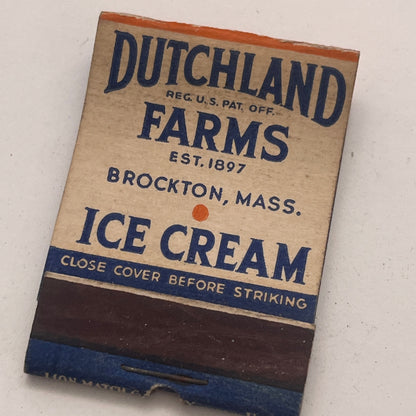 Dutchland Farms Ice Cream Brockton Dutchland Auburn MA Matchbook Cover TB8-MB2-6