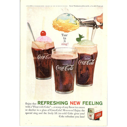 Float With Coke - Coke Floats 1961 Coca-Cola Coke Ad 6.75x10 V18