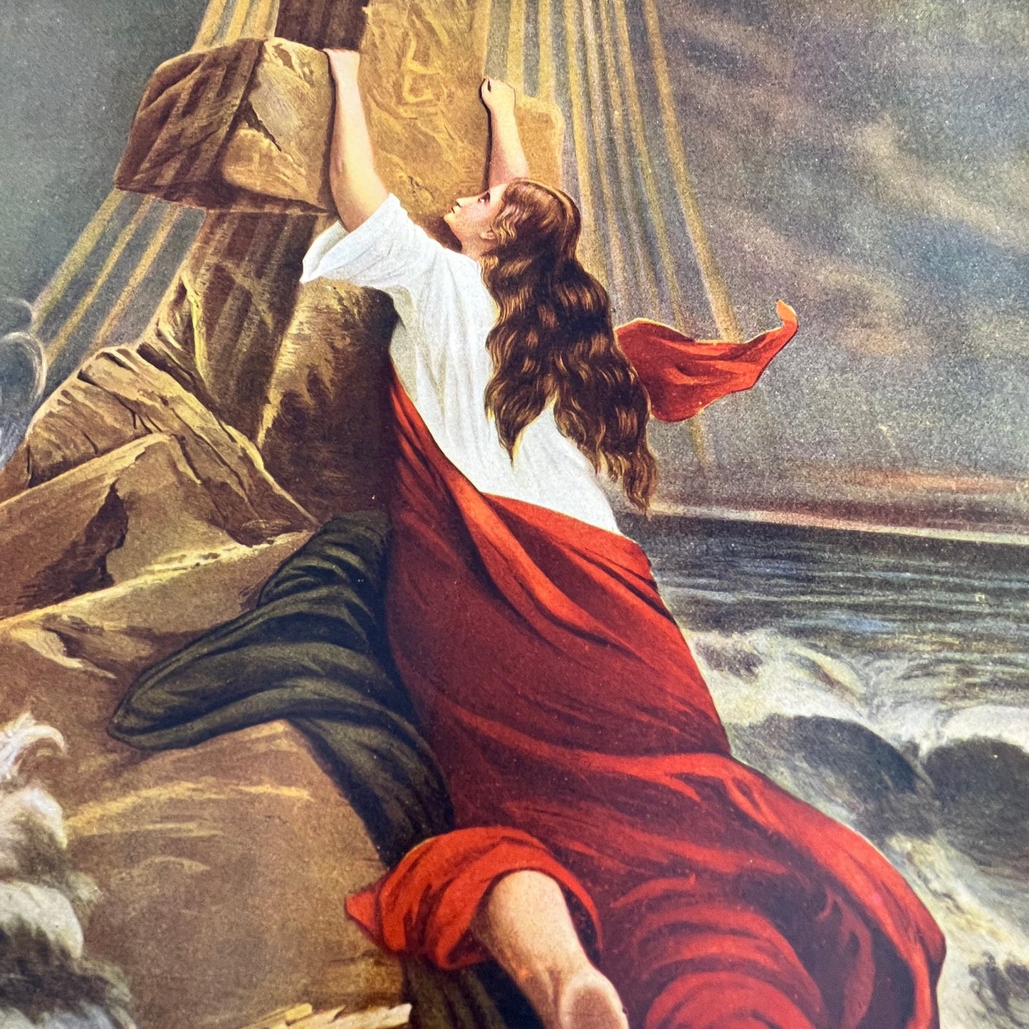 The Rock of Ages Christian Vintage Art Print 12x16 FL6-4