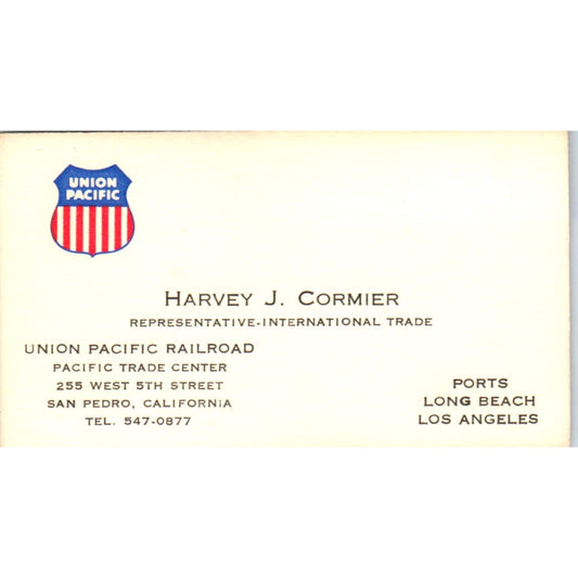 Harvey J. Cormier Union Pacific Railroad Vintage Business Card SD4-B4