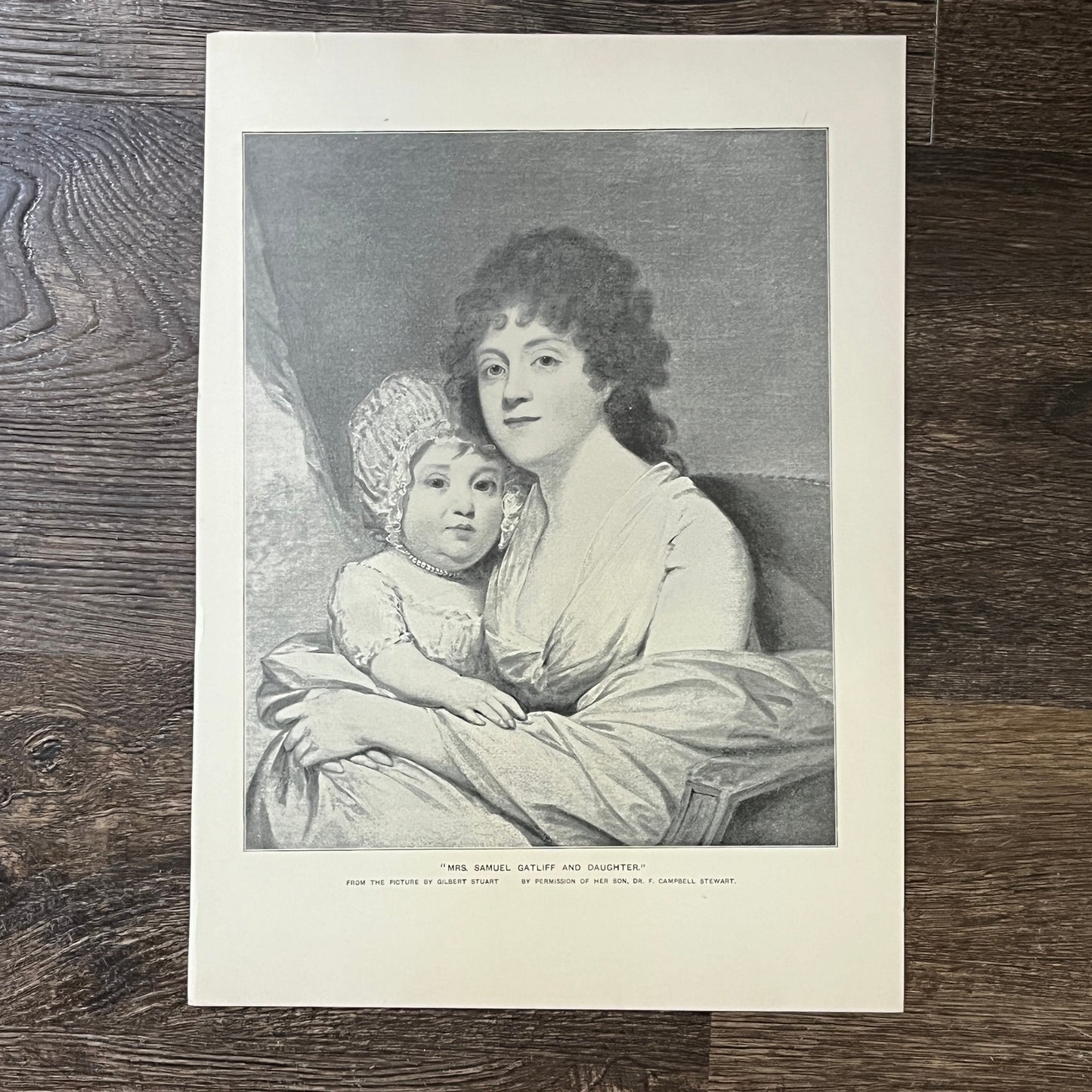 Vtg Mrs Samuel Gatliff and Daughter Gilbert Stuart Lithograph Art Print 9x12 V4