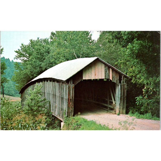 Gheer's Mill Bridge Wilkesville Ohio Vintage Covered Bridge Postcard PD1