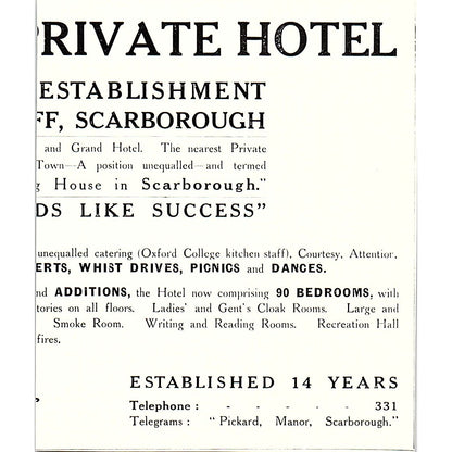 The Albion Boarding House P. Smith Scarborough c1910 Ad AF3-Q3