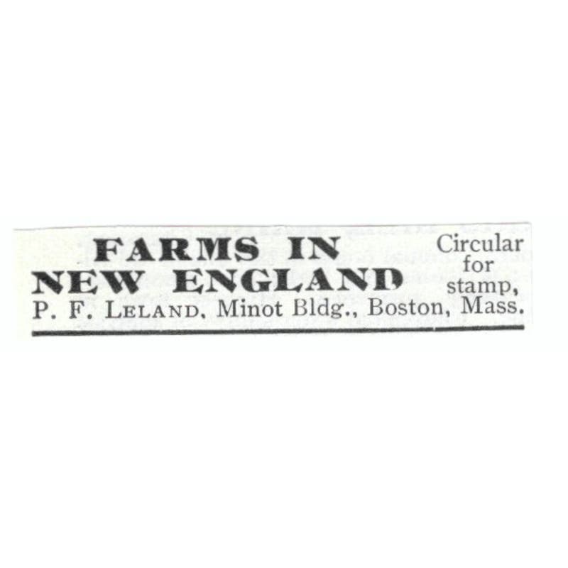 Farms in New England P.F. Leland Boston c1918 Original Advertisement AE5-SV5