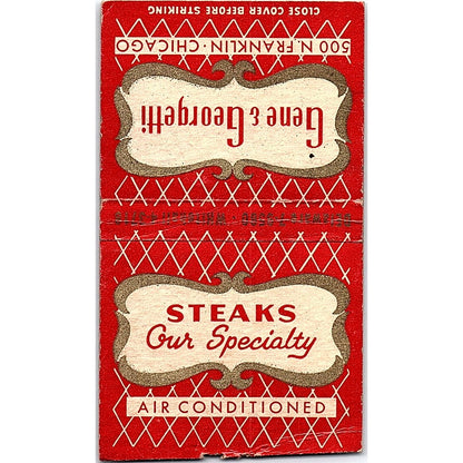 Gene & Georgetti Steaks 500 N. Franklin Chicago Vintage Matchbook Cover SC7-Y3