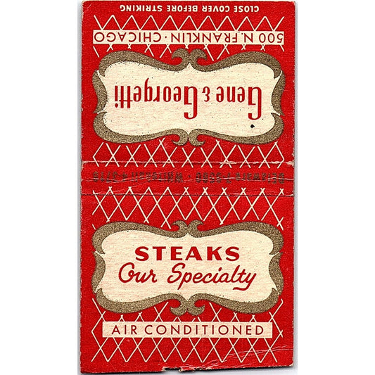Gene & Georgetti Steaks 500 N. Franklin Chicago Vintage Matchbook Cover SC7-Y3